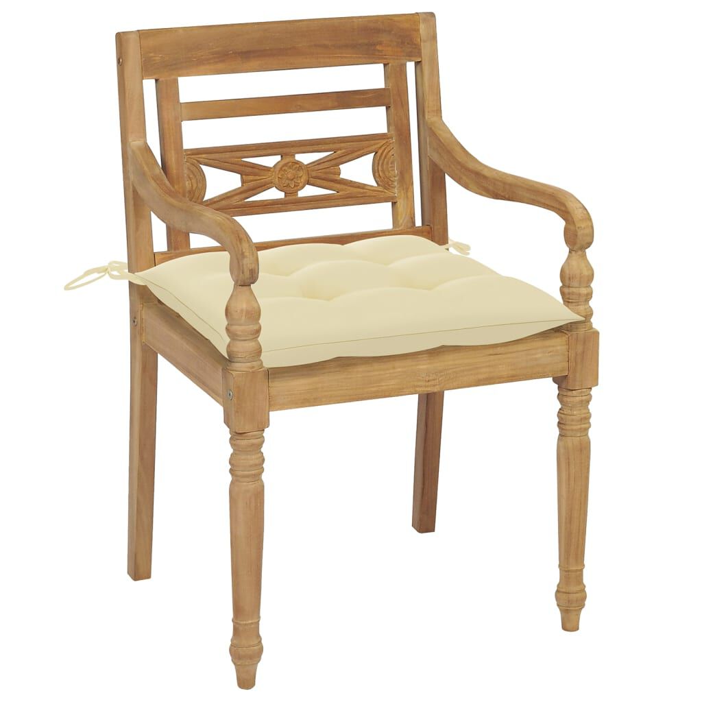 vidaXL Batavia Chairs with Cushions 4 pcs Solid Teak Wood