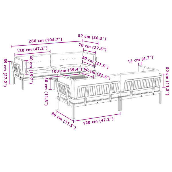 vidaXL 5 Piece Garden Pallet Sofa Set with Cushions Solid Wood Acacia