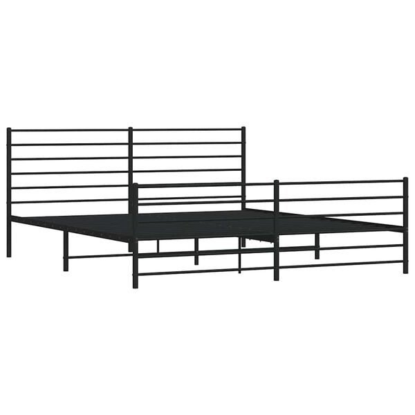 vidaXL Metal Bed Frame without Mattress with Footboard Black 183x213cm