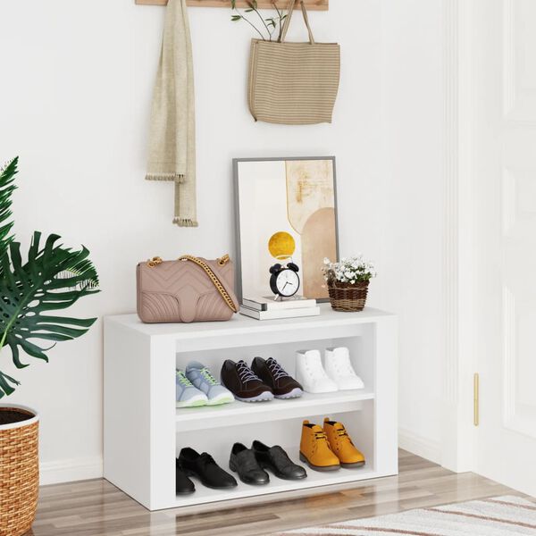 vidaXL Shoe Rack White 75x35x45 cm Engineered Wood