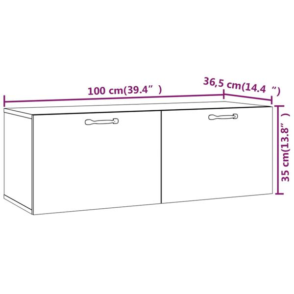vidaXL Wall Cabinet Black 100x36.5x35 cm Engineered Wood