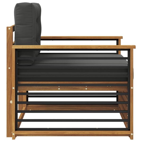 vidaXL Outdoor Sofa Set Solid Acacia Wood and Polyester Natural