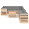 vidaXL 10 Piece Garden Lounge Set with Cushions Solid Pinewood