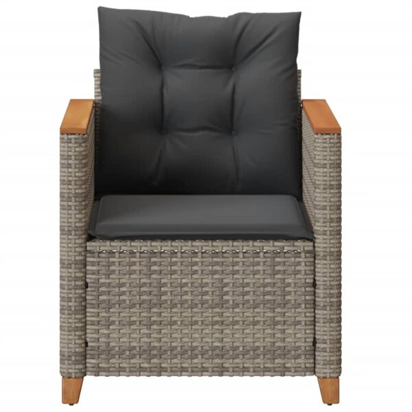 vidaXL Garden Chair with Cushions Grey Poly Rattan