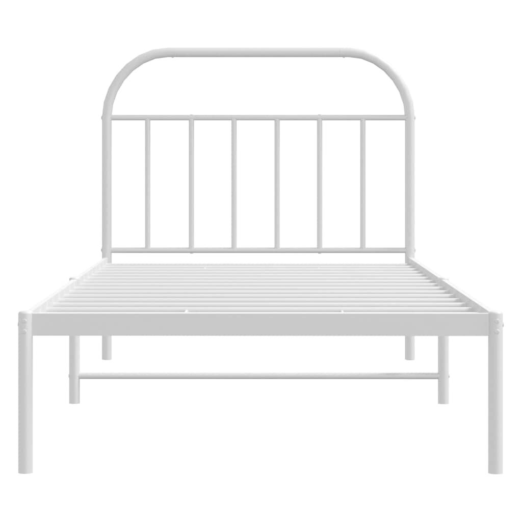 vidaXL Metal Bed Frame without Mattress with Headboard White 100x200cm