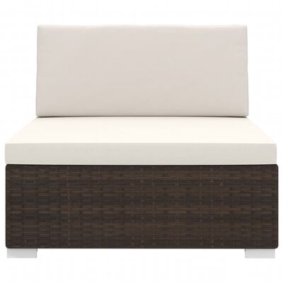 vidaXL Sectional Middle Seat with Cushions Poly Rattan Brown