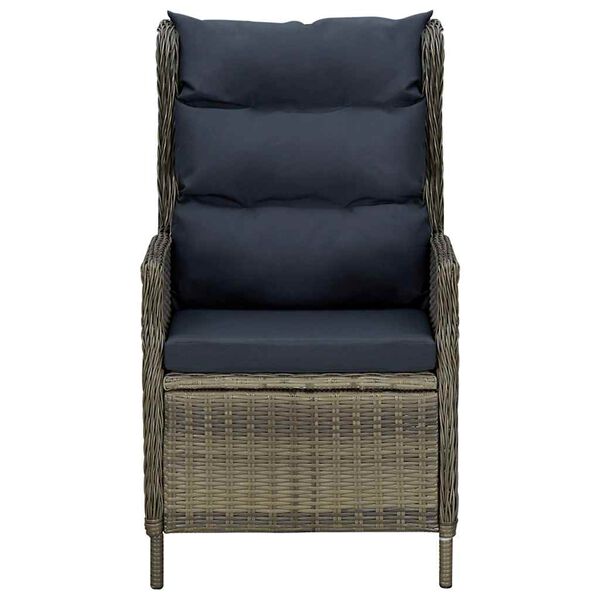 vidaXL Reclining Garden Chair with Cushions Poly Rattan Brown