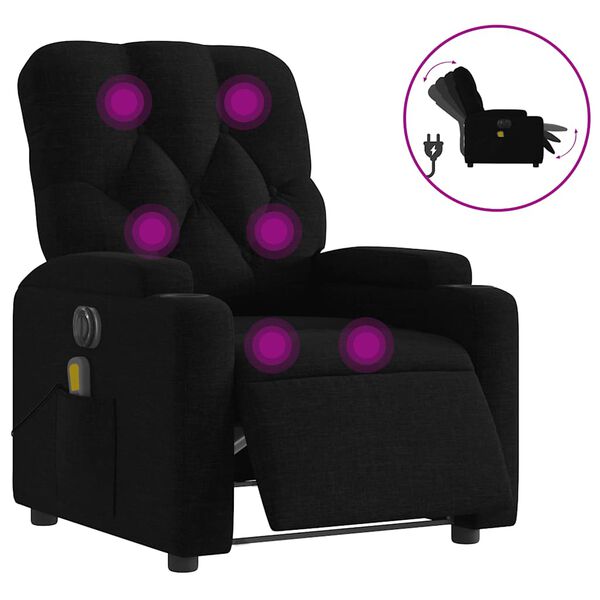 vidaXL Electric Massage Recliner Chair Black Fabric