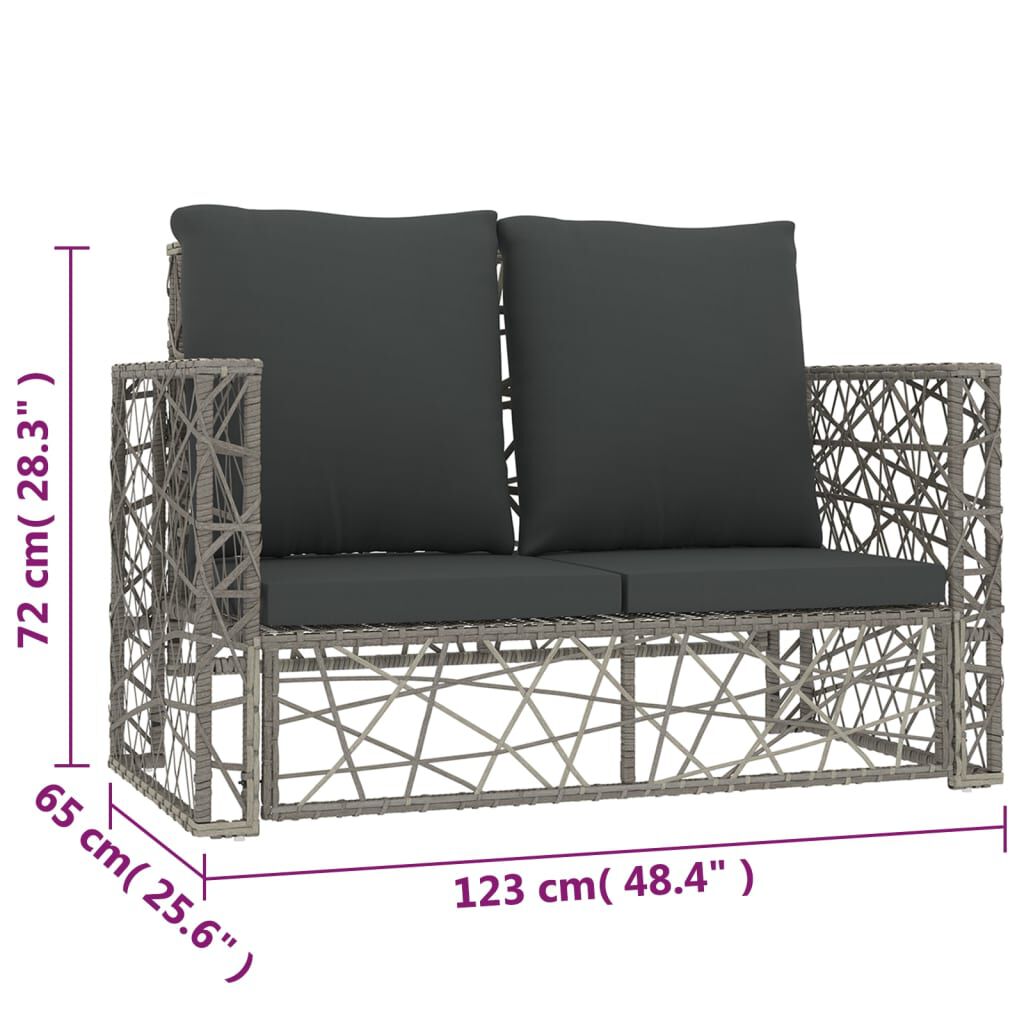vidaXL 2 Piece Garden Lounge Set with Cushions Poly Rattan Grey