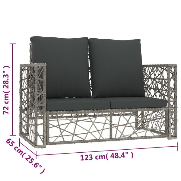 vidaXL 2 Piece Garden Lounge Set with Cushions Poly Rattan Grey