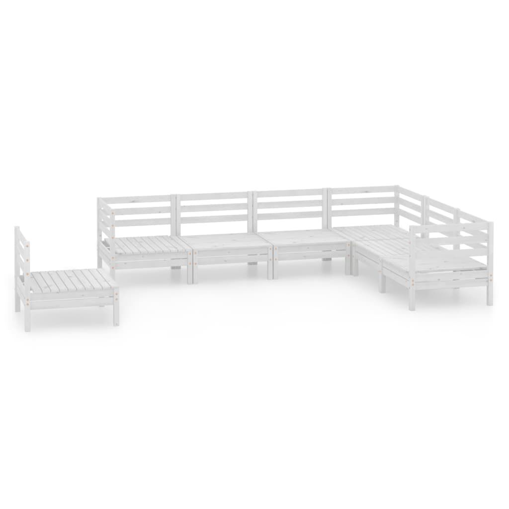 vidaXL 7 Piece Garden Lounge Set Solid Wood Pine White