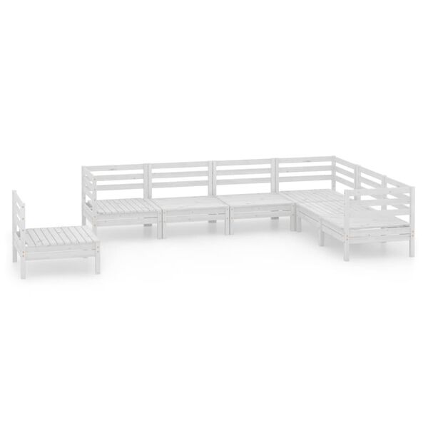 vidaXL 7 Piece Garden Lounge Set Solid Wood Pine White