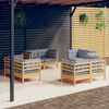 vidaXL 8 Piece Garden Lounge Set with Grey Cushions Pinewood