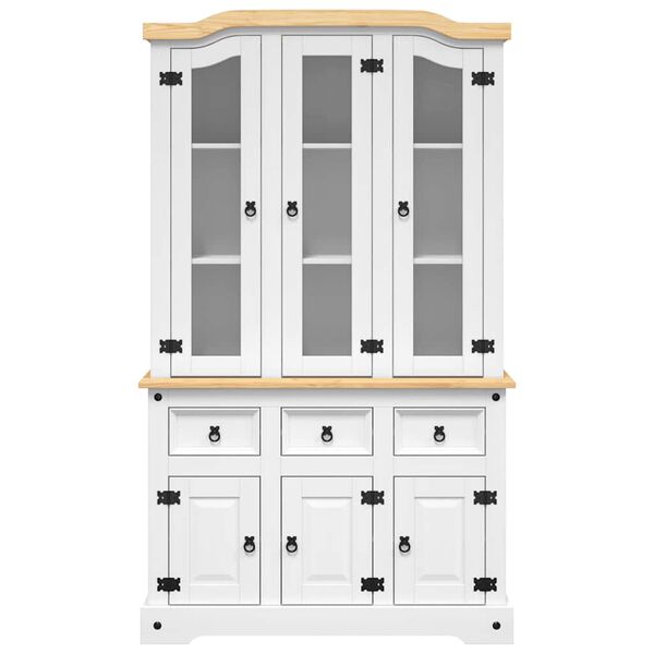 vidaXL Highboard Corona White 112x43x196 cm Solid Wood Mexican Pine