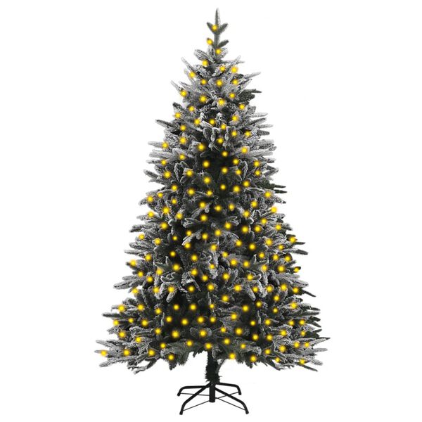 vidaXL Artificial Pre-lit Christmas Tree with Flocked Snow 210 cm PVC&PE
