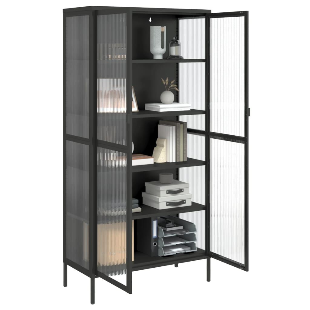 vidaXL Highboard Black 85x40x180 cm Glass and Steel