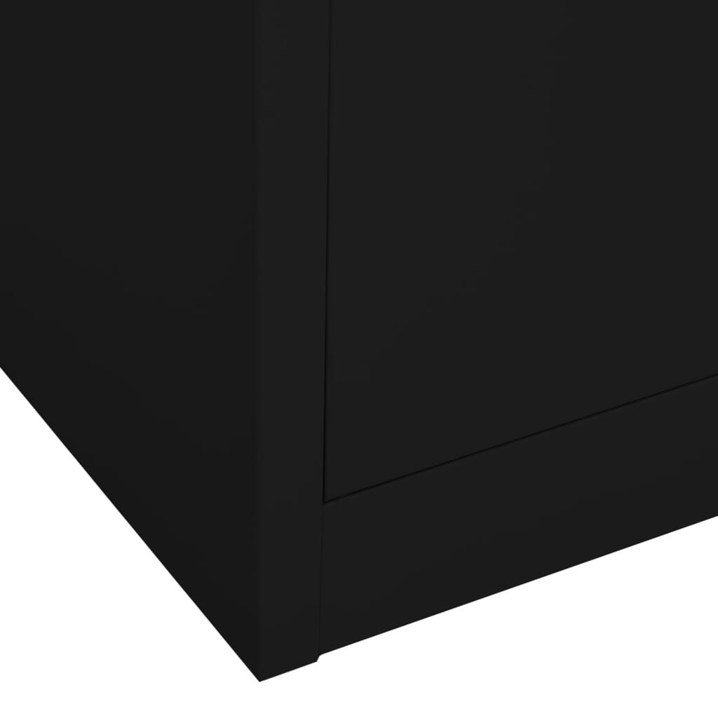 vidaXL Office Cabinet Black 90x40x180 cm Steel and Tempered Glass