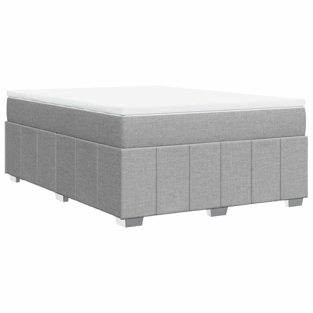 vidaXL Box Spring Bed with Mattress Light Grey Queen Fabric