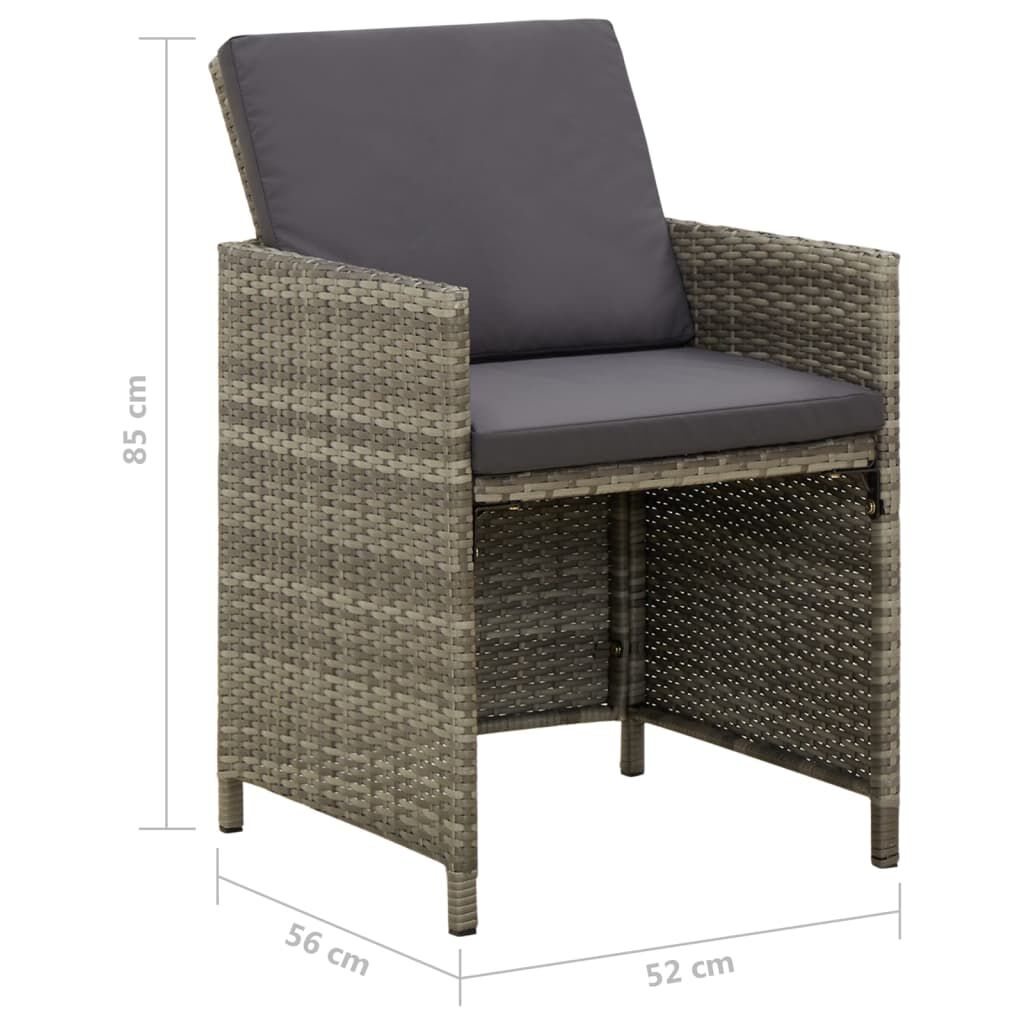 vidaXL Garden Chairs with Cushions 4 pcs Poly Rattan Grey