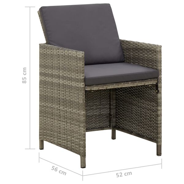 vidaXL Garden Chairs with Cushions 4 pcs Poly Rattan Grey