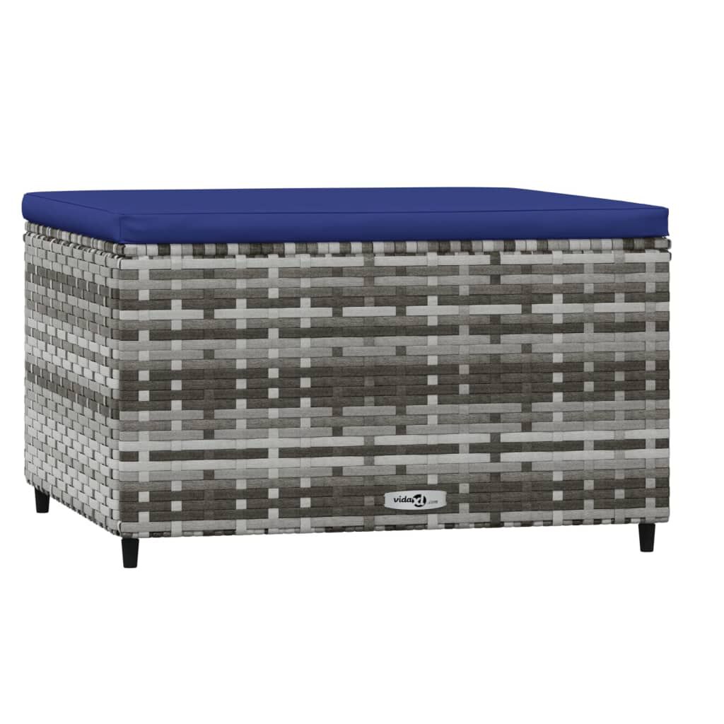 vidaXL Garden Footrests with Cushions 2 pcs Grey Poly Rattan