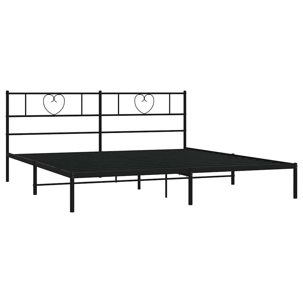 vidaXL Metal Bed Frame without Mattress with Headboard Black 183x213cm