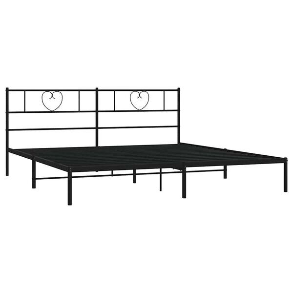 vidaXL Metal Bed Frame without Mattress with Headboard Black 183x213cm