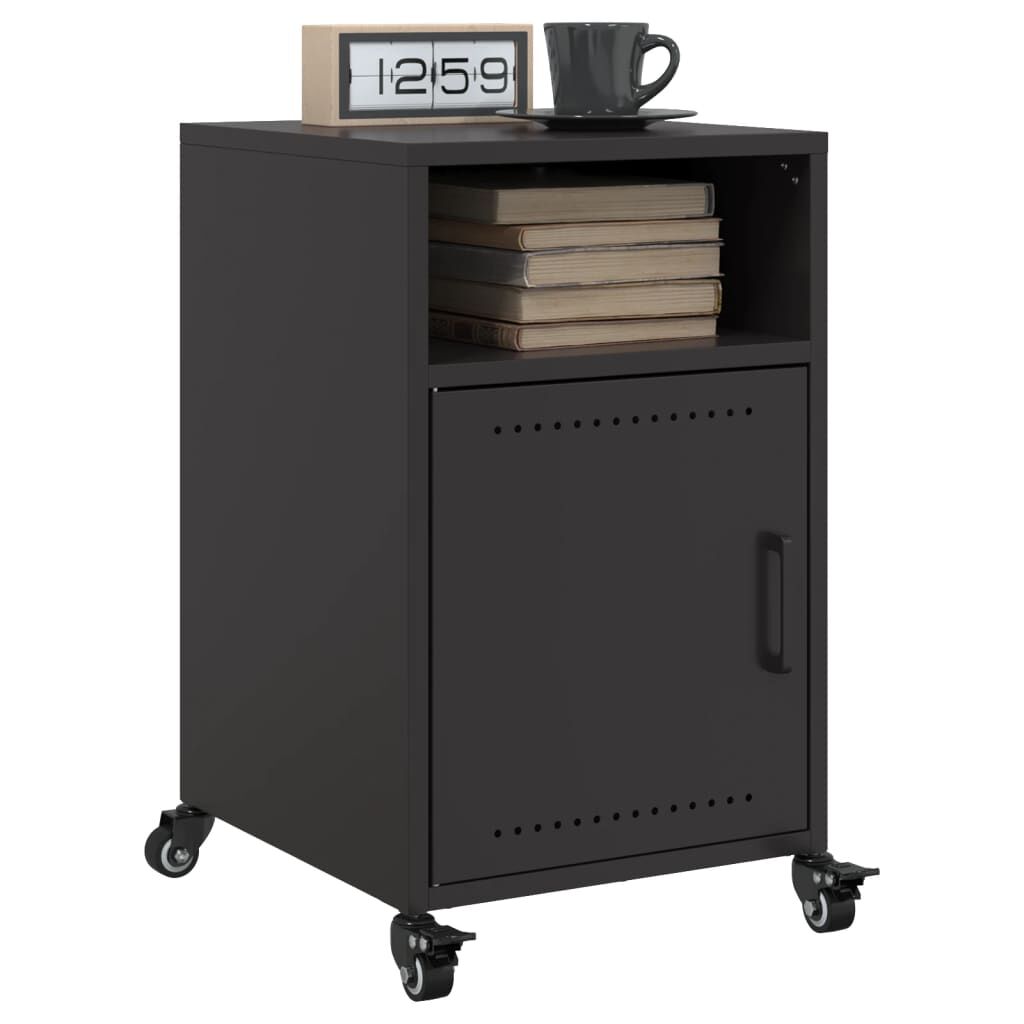 vidaXL Bedside Cabinet Black 36x39x59 cm Steel