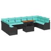vidaXL Garden Sofa Set 11 pcs 10-Seater Black and blue