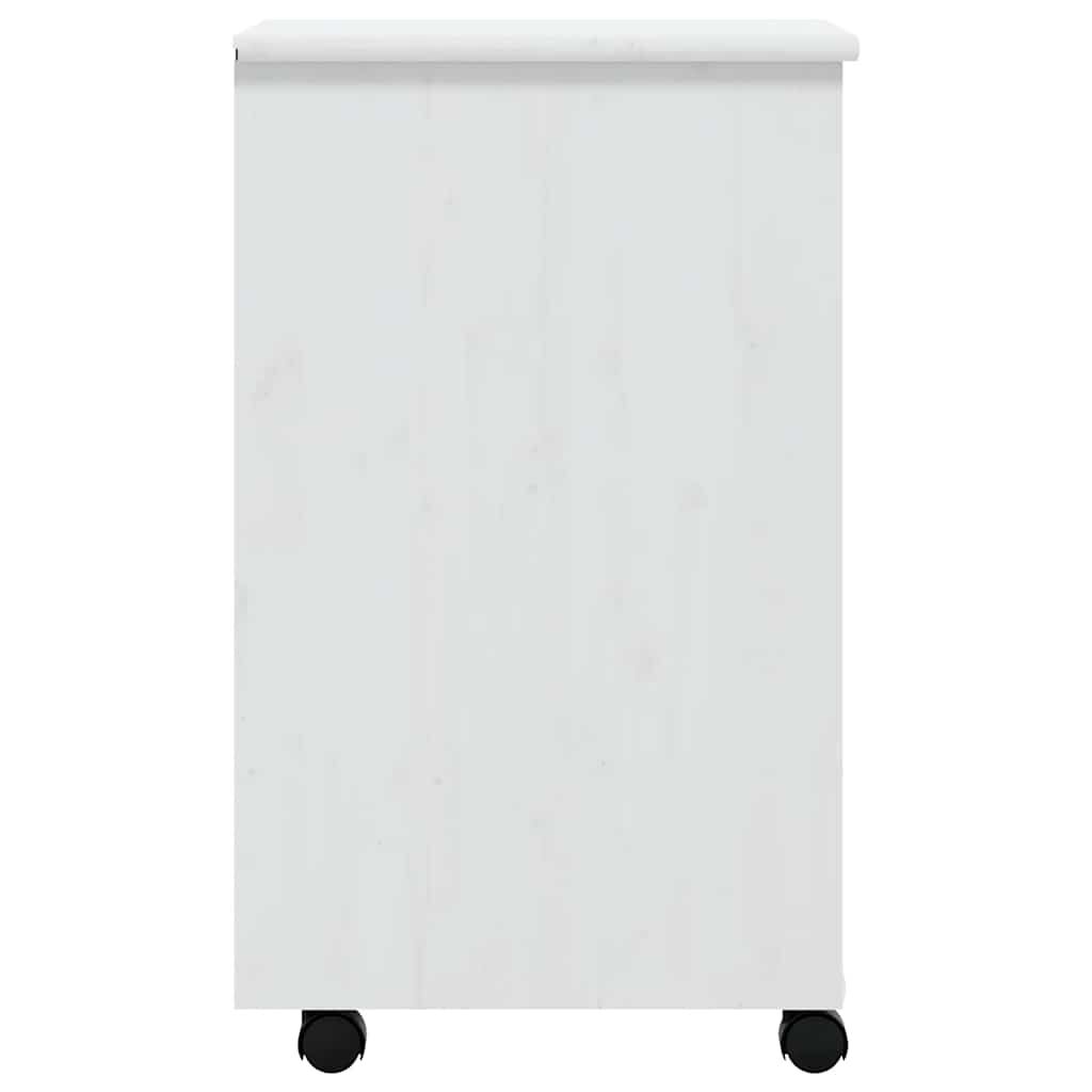 vidaXL Rolling Cabinet with Drawers MOSS White Solid Wood Pine