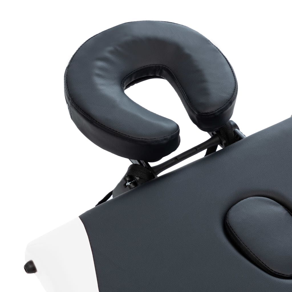 vidaXL 3-Zone Foldable Massage Table Aluminium Black and White