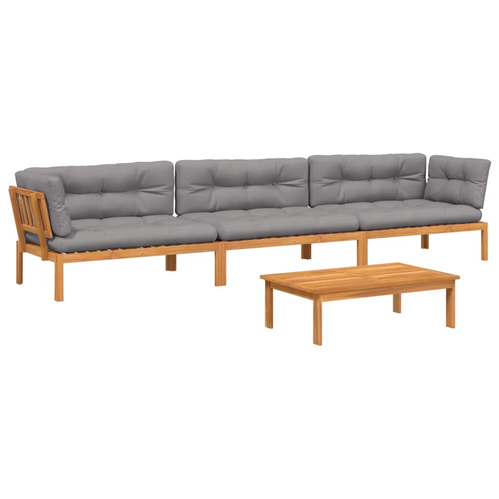 vidaXL 4 Piece Garden Pallet Sofa Set with Cushions Solid Wood Acacia