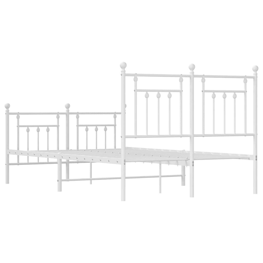 vidaXL Metal Bed Frame without Mattress with Footboard White 135x190cm