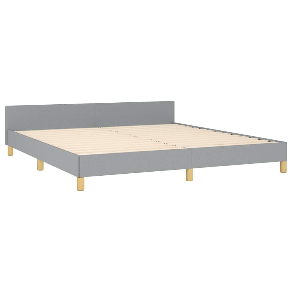 vidaXL Bed Frame without Mattress Light Grey King Fabric