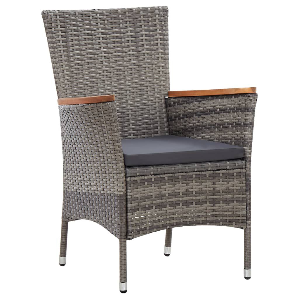 vidaXL 7 Piece Garden Dining Set with Cushions Poly Rattan Grey