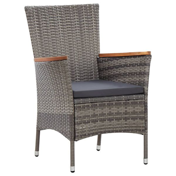 vidaXL 7 Piece Garden Dining Set with Cushions Poly Rattan Grey