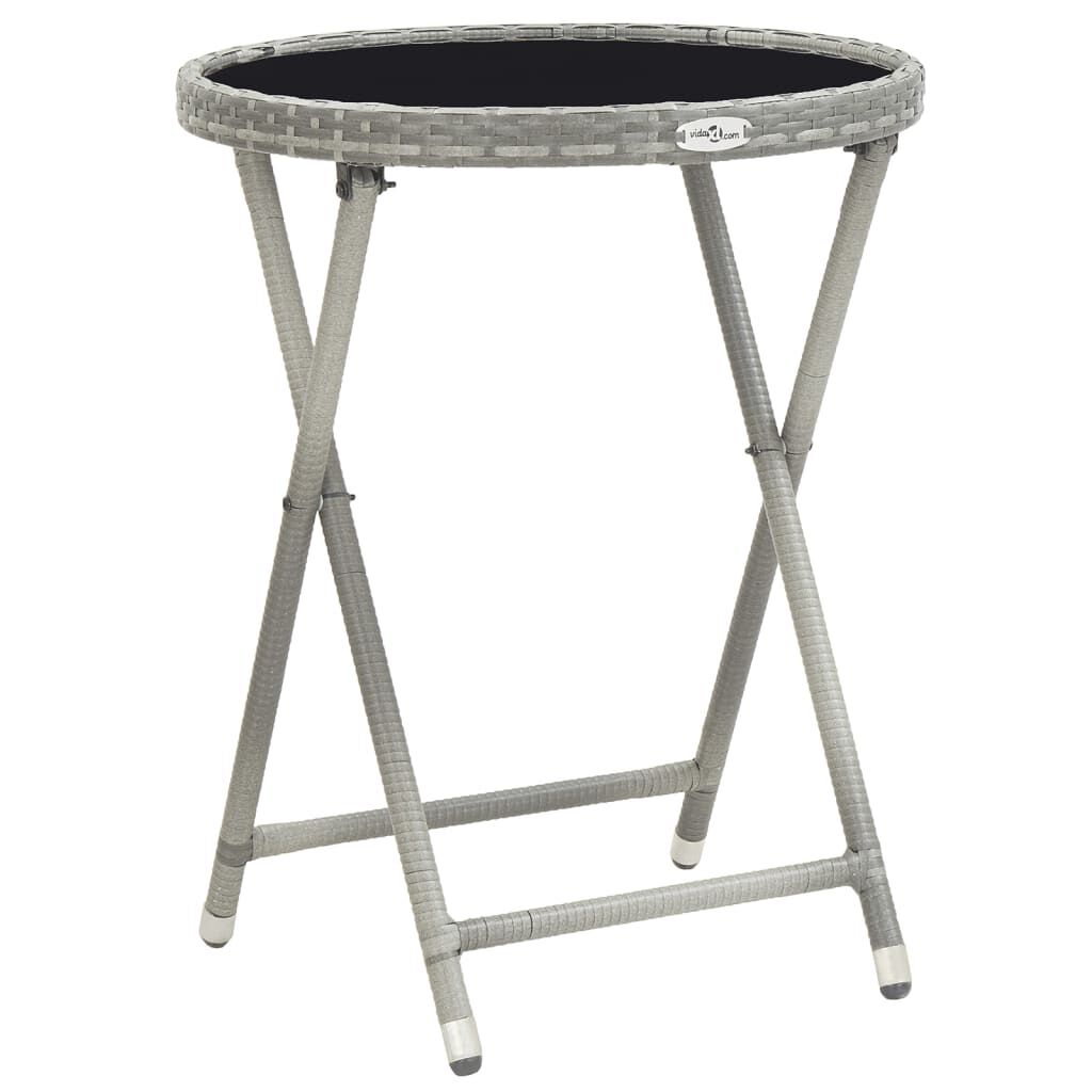 vidaXL 5 Piece Garden Bistro Set Poly Rattan and Tempered Glass Grey