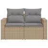 vidaXL Garden Sofa with Cushions 2-Seater Beige Poly Rattan
