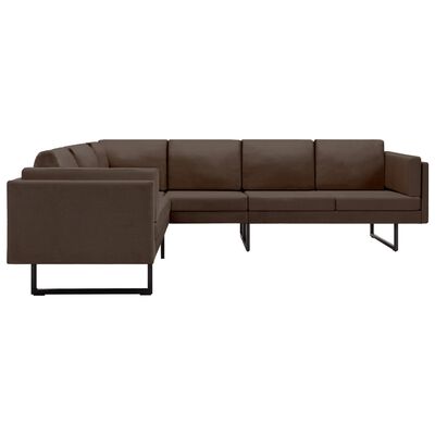 vidaXL Corner Sofa Brown Fabric