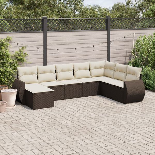 vidaXL 8 Piece Garden Sofa Set with Cushions Brown Poly Rattan