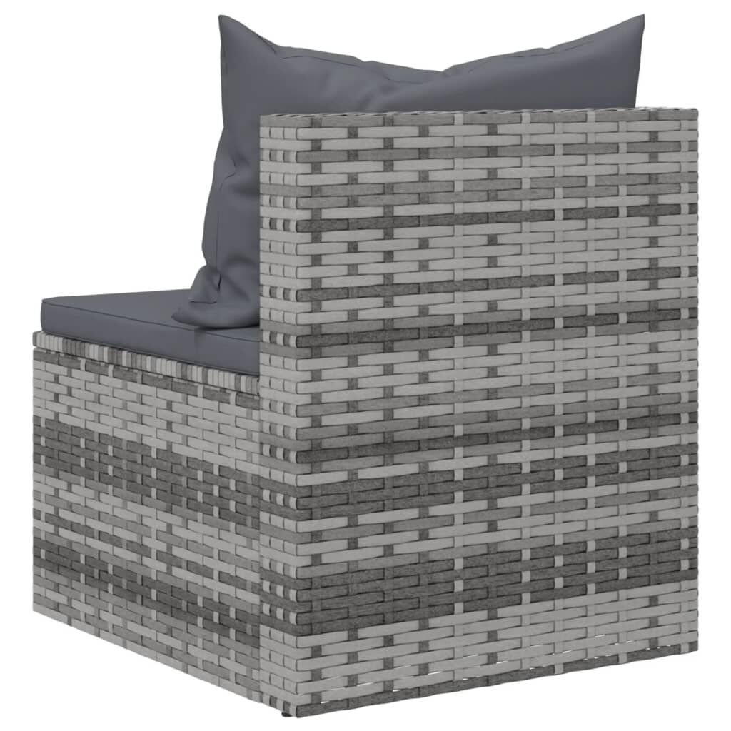 vidaXL 4 Piece Garden Sofa Set with Cushions Grey Poly Rattan