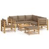vidaXL 8 Piece Garden Lounge Set with Taupe Cushions Bamboo