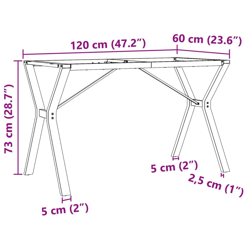 vidaXL Dining Table Legs Y-Frame 120x60x73 cm Steel