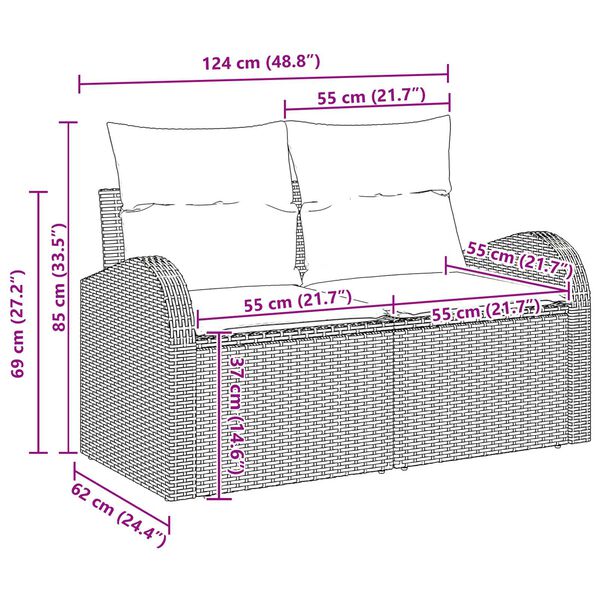 vidaXL 5 Piece Garden Sofa Set with Cushions Black Poly Rattan Acacia