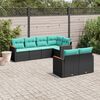 vidaXL 7 Piece Garden Sofa Set with Cushions Black Poly Rattan