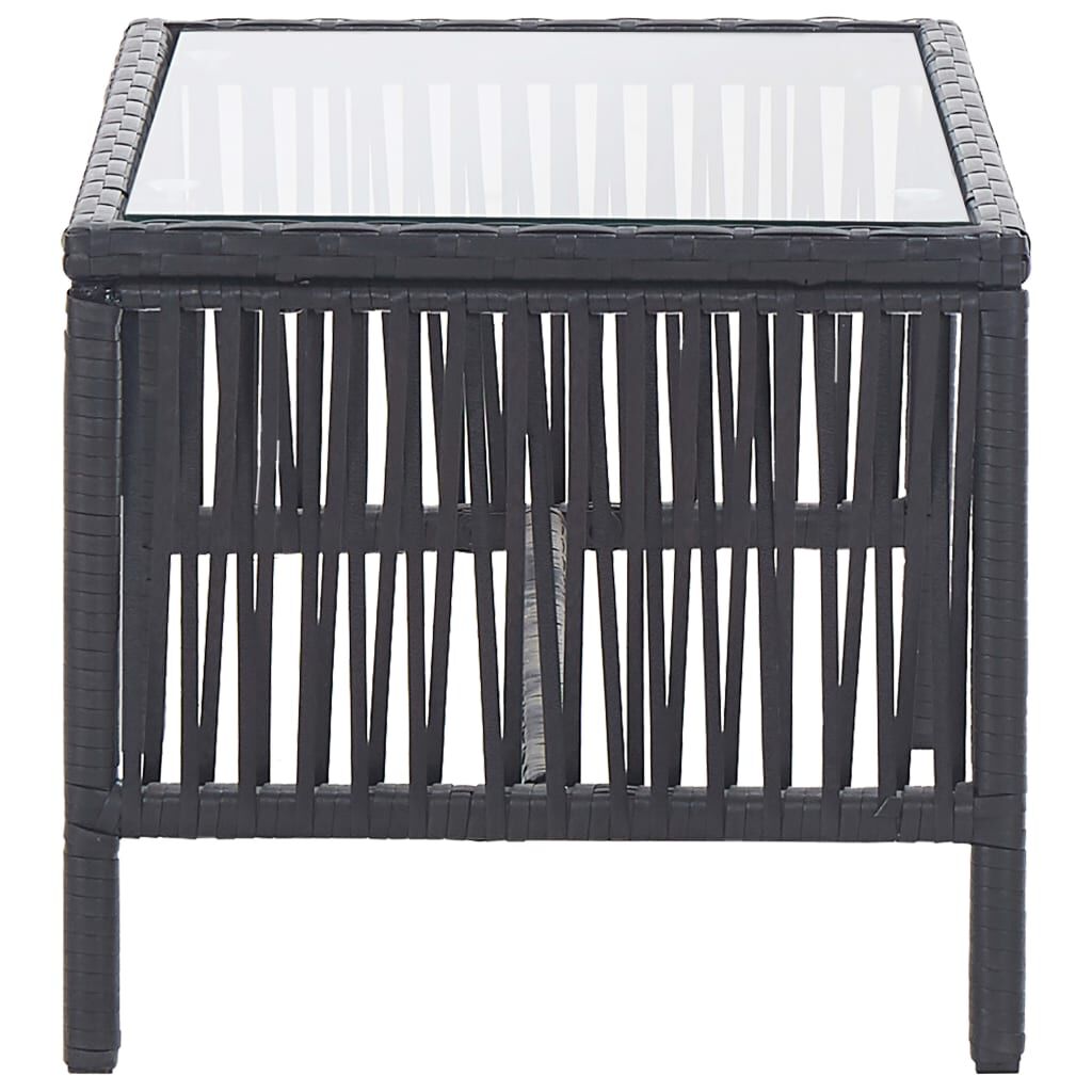 vidaXL 4 Piece Garden Lounge Set with Cushion Poly Rattan Black