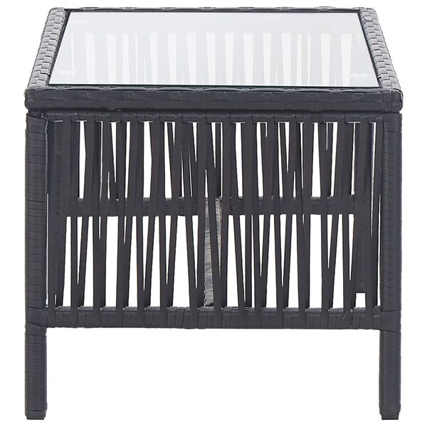 vidaXL 4 Piece Garden Lounge Set with Cushion Poly Rattan Black