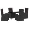 vidaXL Garden Dining Set with Cushion 5 pcs Black Poly Rattan