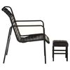 vidaXL Relaxing Armchair with a Footrest Black Real Leather