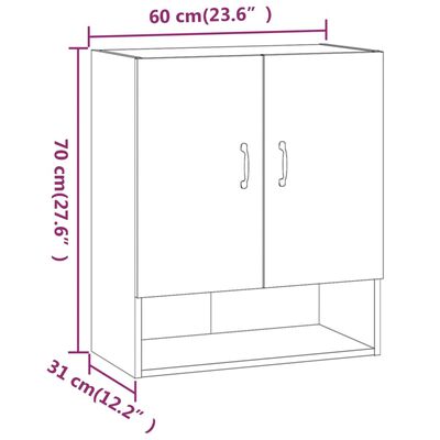 vidaXL Wall Cabinet Concrete Grey 60x31x70 cm Engineered Wood
